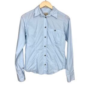 Filson Pale Blue and Green Plaid Button Down Shirt Size Small